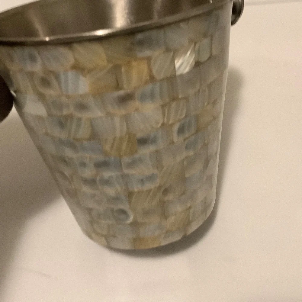 Mother of Pearl Ice Bucket | Stainless Steel Wine & Champagne Chiller | Coastal